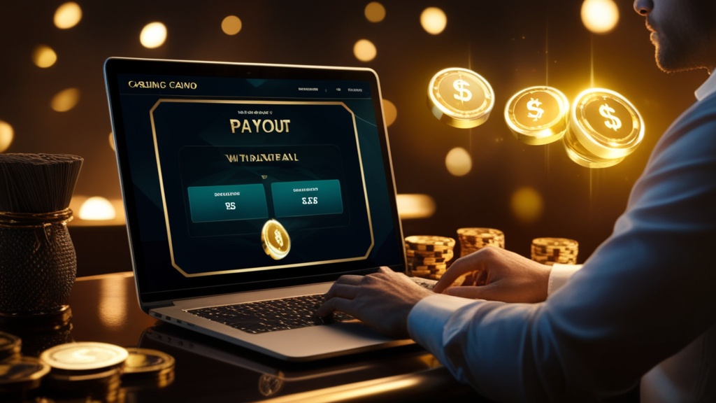 Spieler prüft Auszahlungsstatus im dunklen Casino-Interface