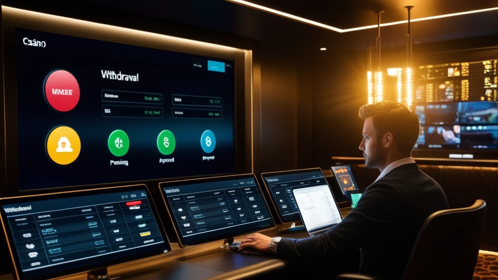 Statusanzeige einer Auszahlung im dunklen Casino-Interface