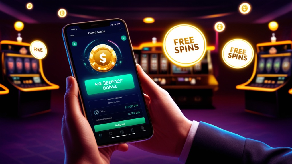 Neuer Spieler sieht ein No-Deposit-Bonusangebot auf dem Smartphone